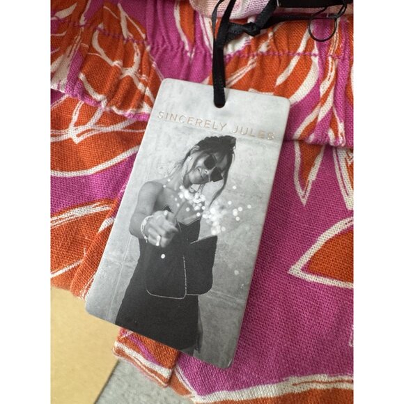 Sincerely Jules Women's Pink Orange Linen Blend Pants Size S NWT - Picture 8 of 8